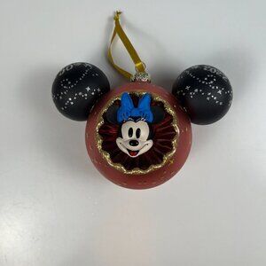 Disney Sunburst Minnie Mouse Mickey Ear Icon Glass Large Ball Ornament 2022 50th